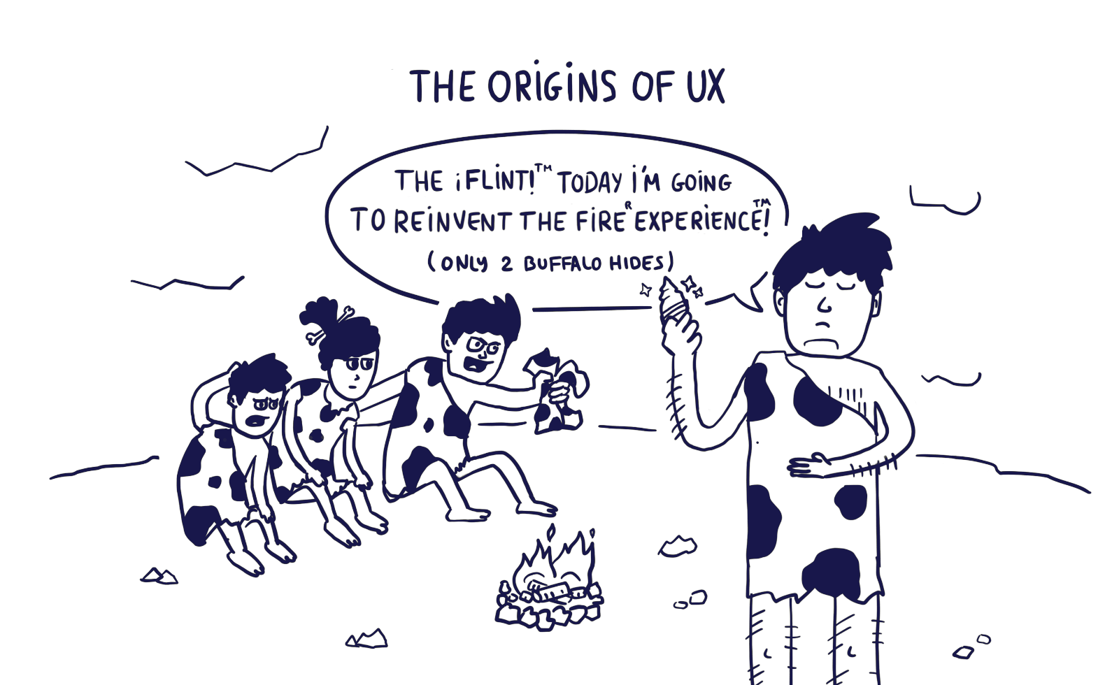 Comic of cavemans in a Apple keynote parody