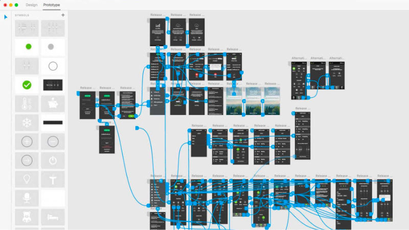 Captura de una sesión de creación de prototipos con Adobe XD