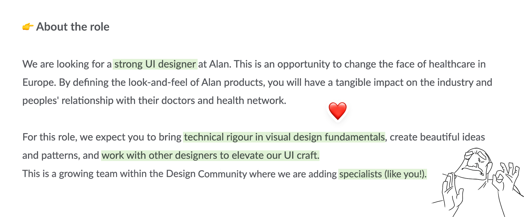 Job offer excerpt