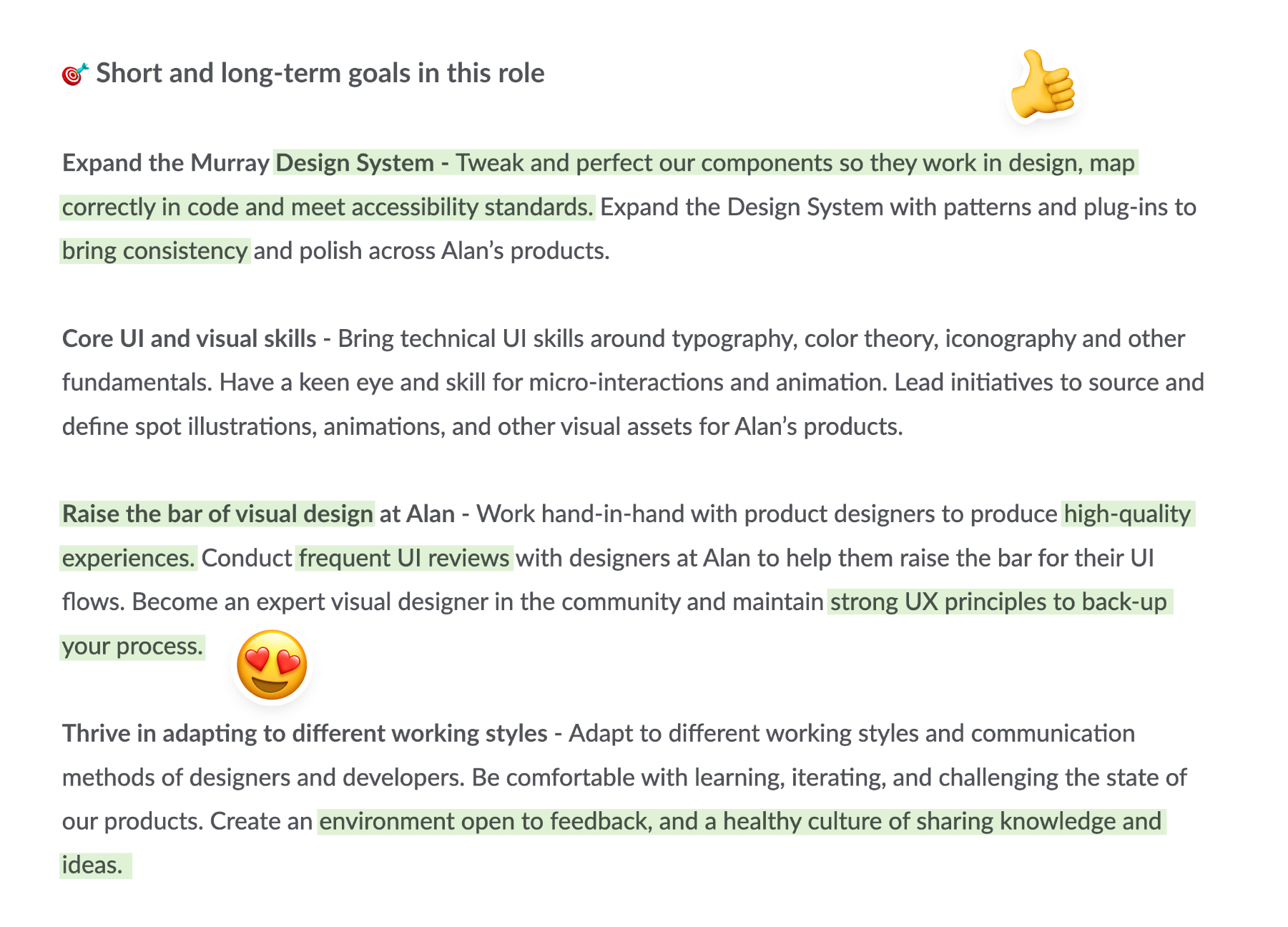 Job offer excerpt
