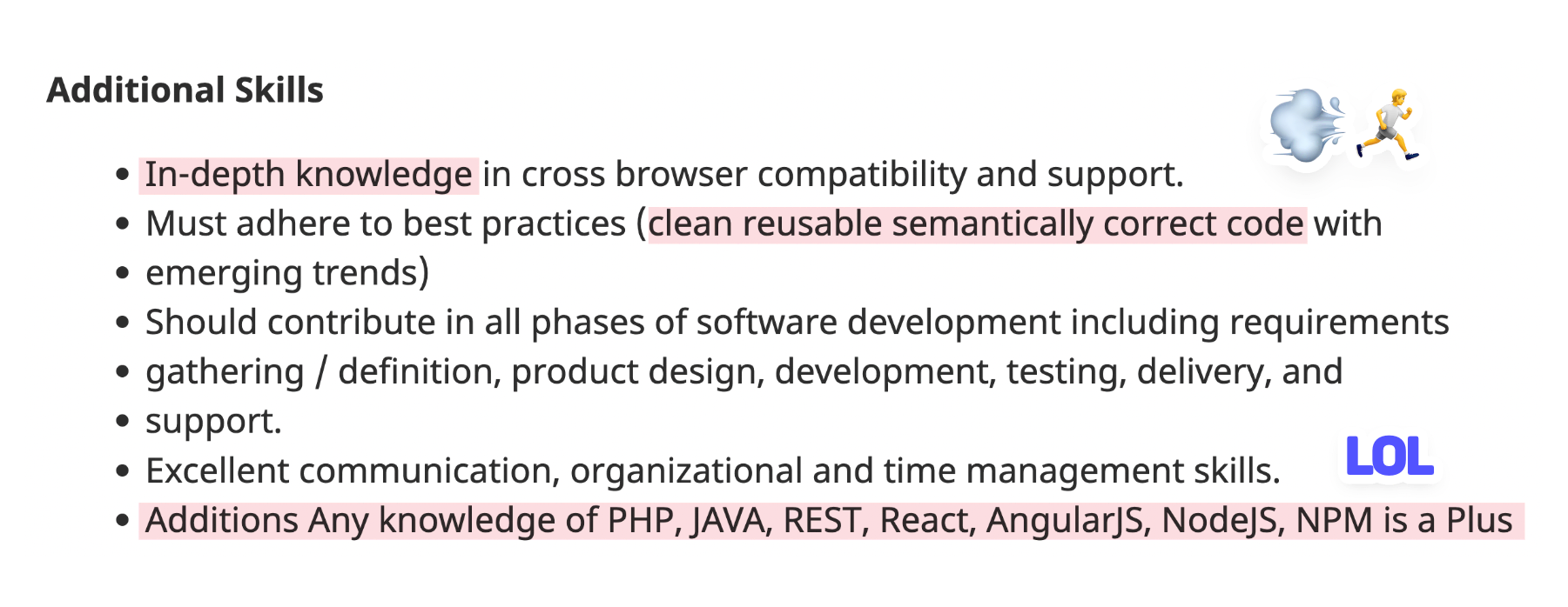 Job offer excerpt