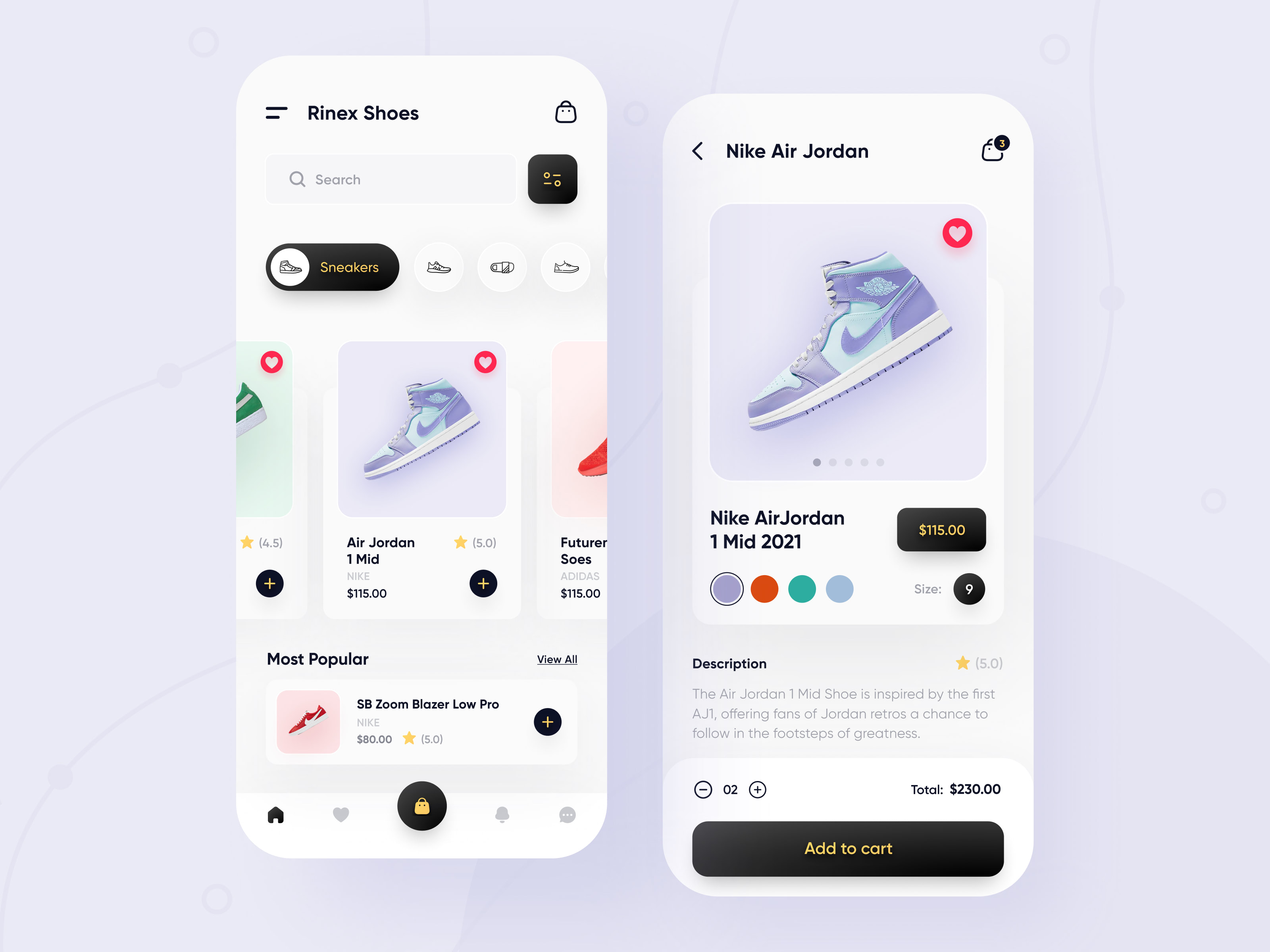 Design d'une application mobile pour acheter des chaussures