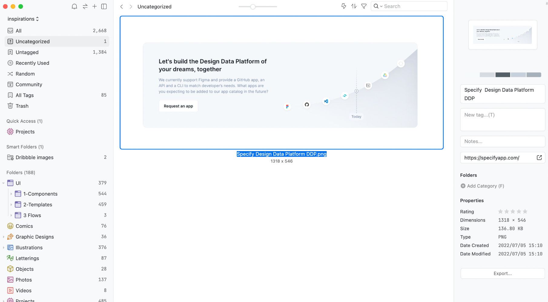 Captura del banner del sitio web Specify guardado en Eagle.
