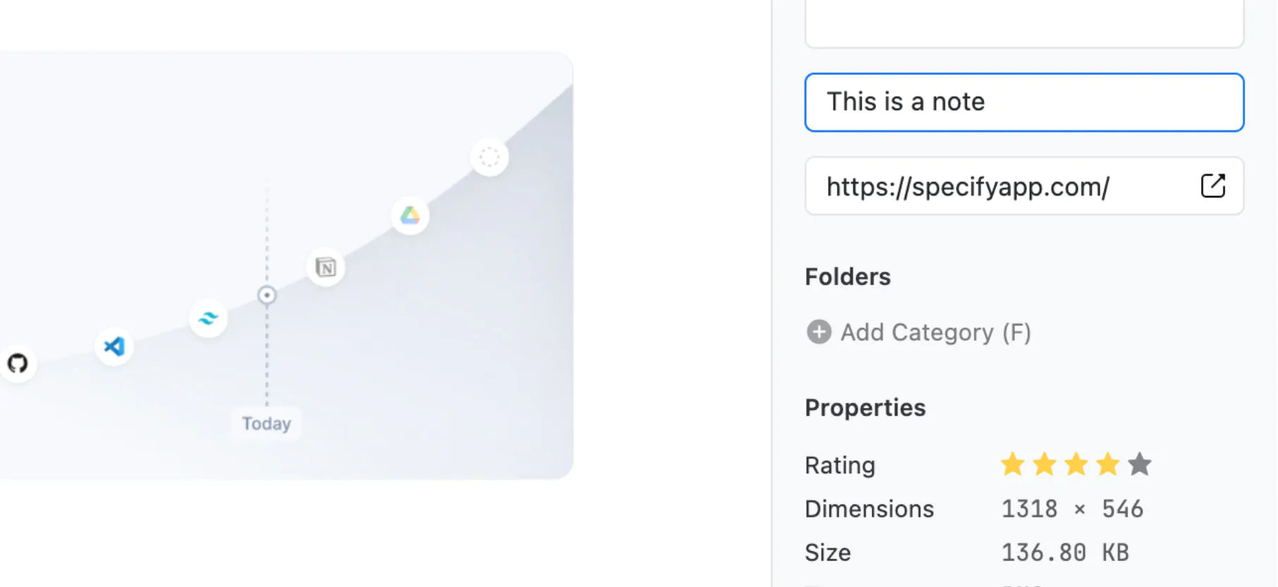 Capture of where to give a rating and a note to an inspiration.