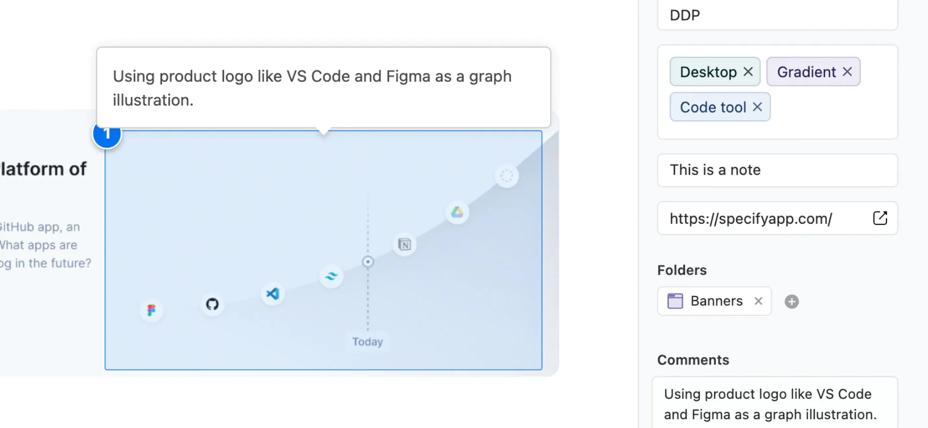 Capture of where to add comments on an inspiration.
